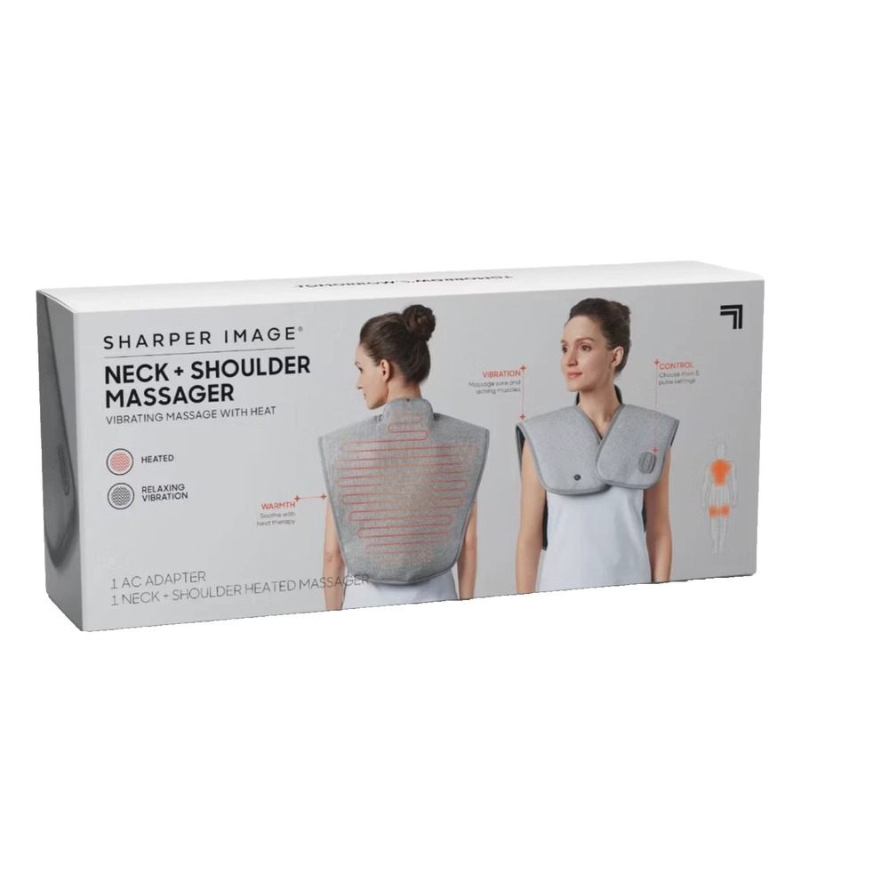 Sharper Image Neck Shoulder Massager Vibrating Massage with Heat Neck Pain New